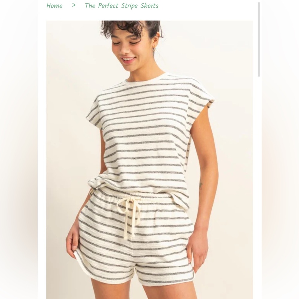 Bohme Cream and Black Striped Short Sleeve Tee
